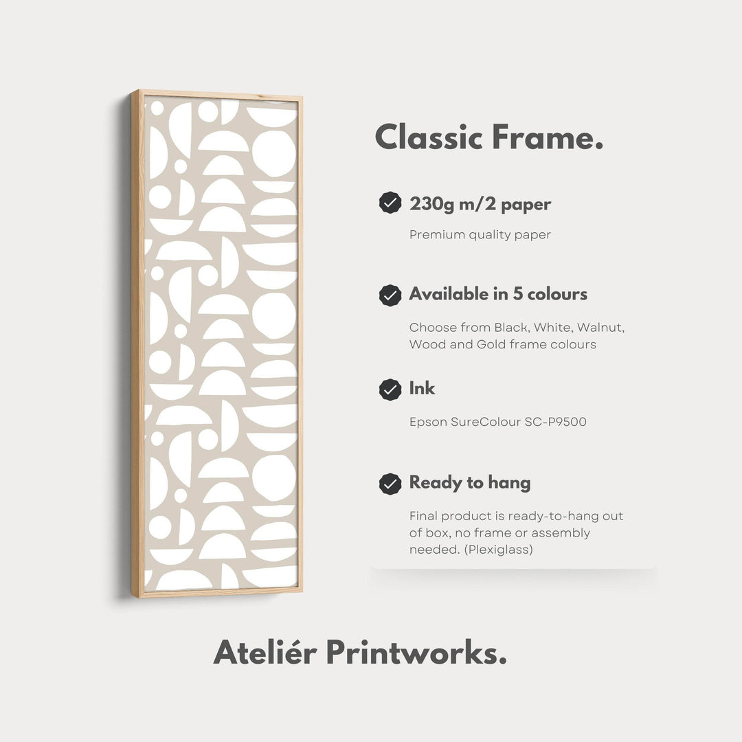 Vertical Tall Narrow Wall Art Beige & White - Atelier Printworks