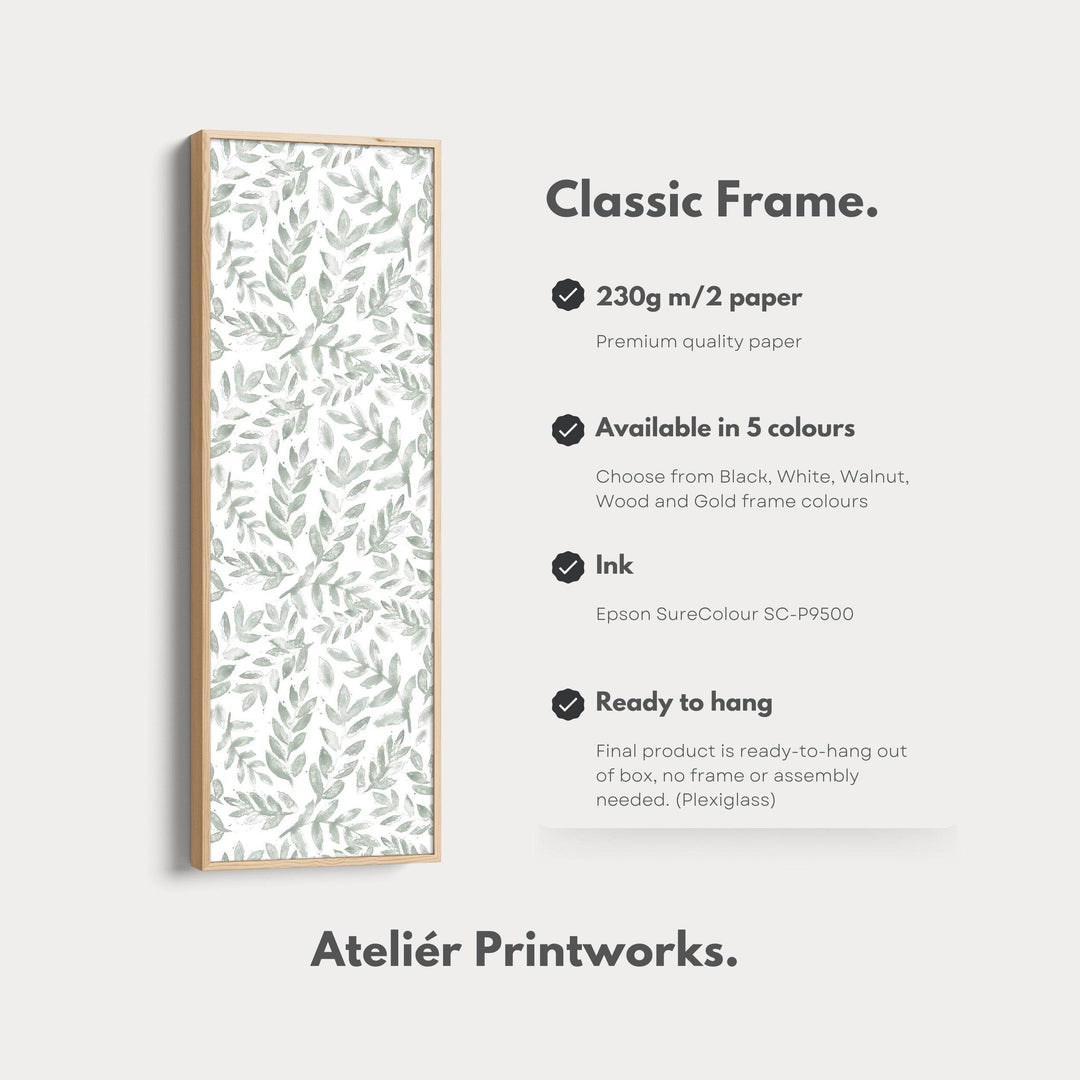 Sage Green Botanical Tall Narrow Vertical Framed Wall Decor - Atelier Printworks