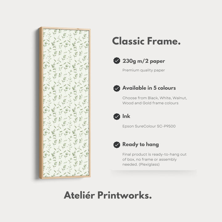 Vertical Wall Decor Green Floral Framed Canvas - Atelier Printworks