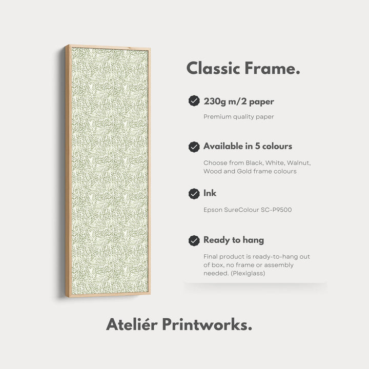 Long Vertical Wall Art Green Botanical Large Framed Canvas - Atelier Printworks