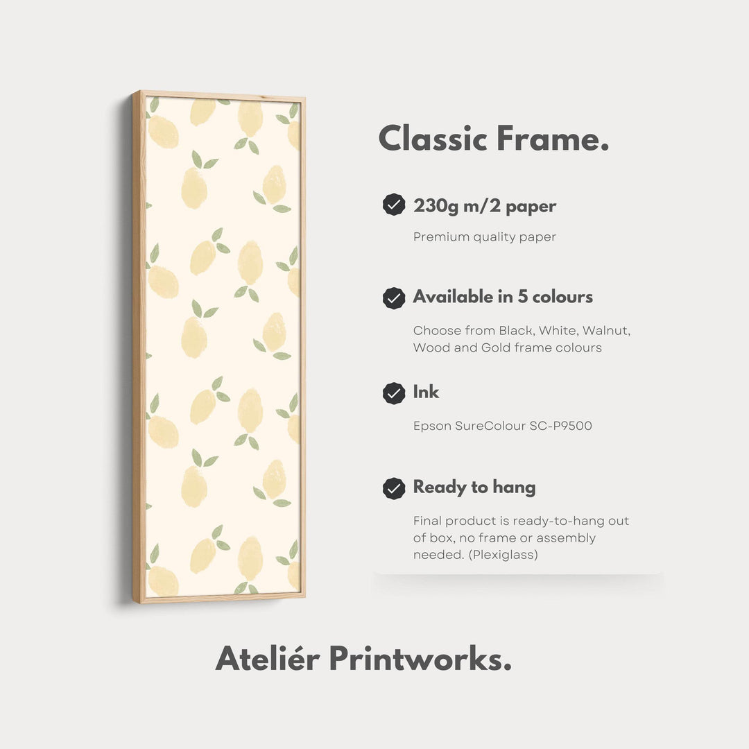 Long Narrow Kitchen Lemon Wall Art Vertical - Atelier Printworks