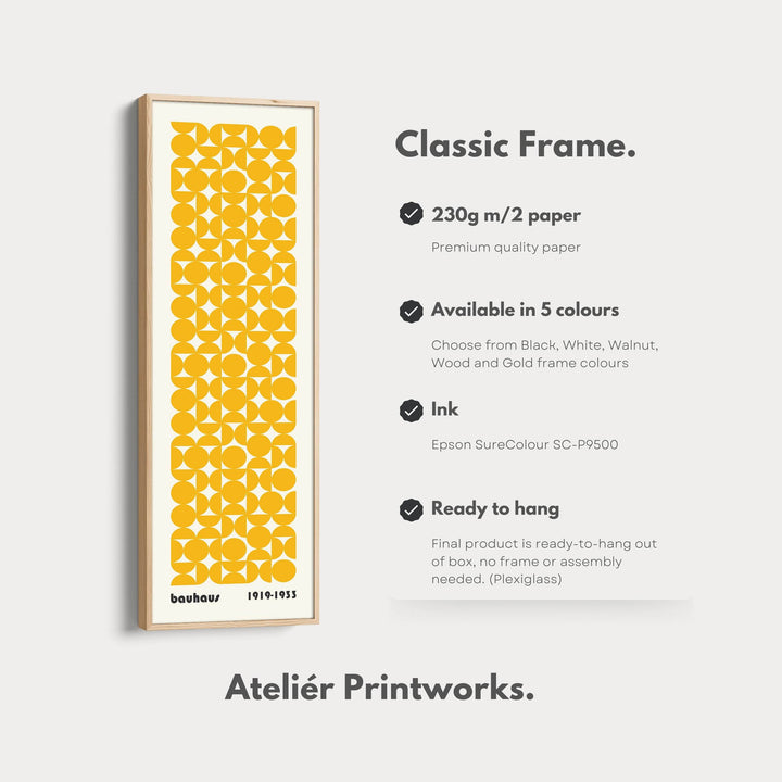 Vertical Long Wall Art Yellow Bauhaus Geometric - Atelier Printworks