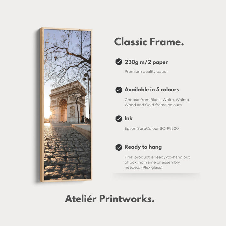 Paris Arc De Triomphe Vertical Long Framed Canvas - Atelier Printworks