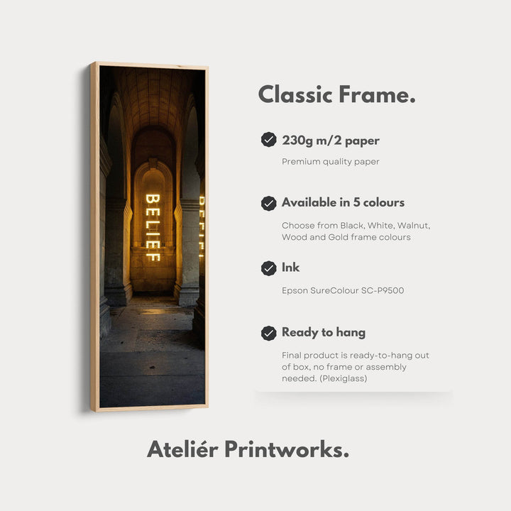 Long Vertical Wall Decor - Belief Framed Canvas - Atelier Printworks