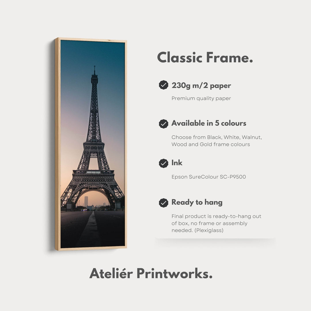 Paris Eiffel Tower Large Framed Canvas Vertical Wall Art - Atelier Printworks