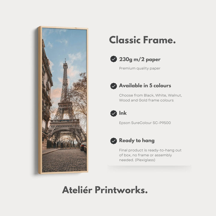Large Framed Canvas Vertical Wall Art Eiffel Tower - Atelier Printworks