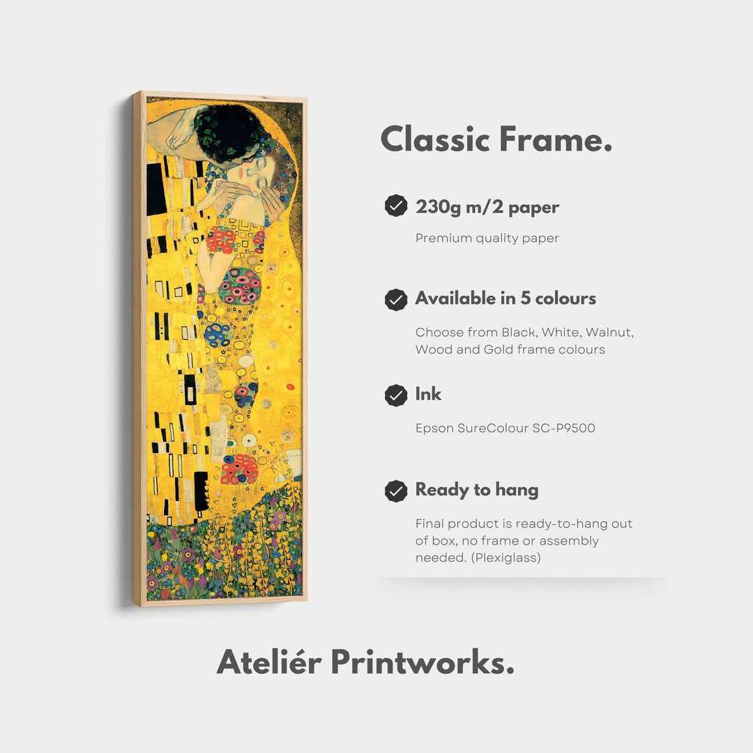 The Kiss Gustav Klimt Famous Art Vertical Long Wall Decor - Atelier Printworks
