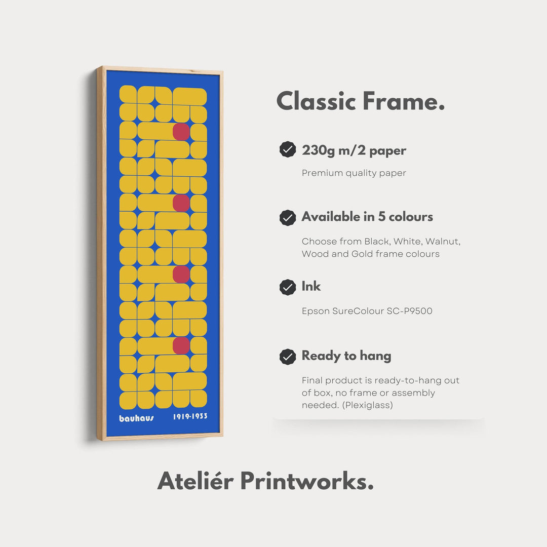 Tall Framed Canvas Long Bauhaus Geometric - Atelier Printworks