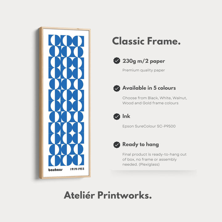 Vertical Blue & White Wall Art Bauhaus Mid Century - Atelier Printworks
