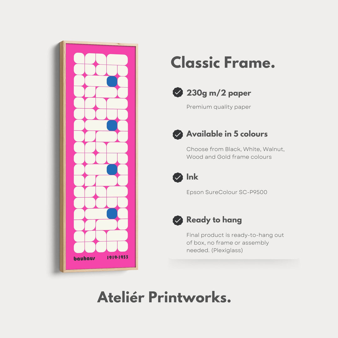 Vertical Pink Wall Decor Bauhaus Mid Century - Atelier Printworks