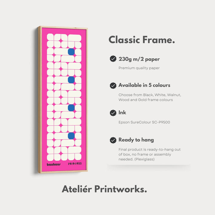 Vertical Pink Wall Decor Bauhaus Mid Century - Atelier Printworks