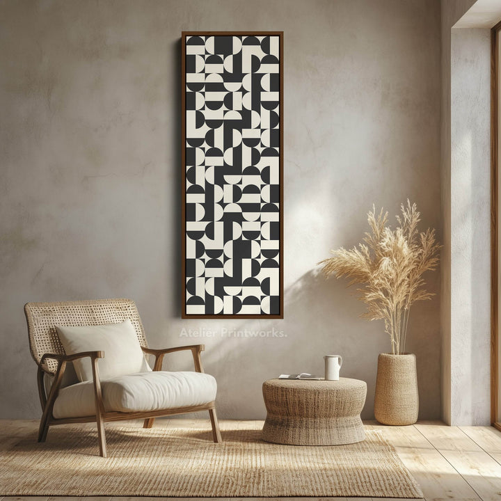 Bauhaus Geometric Pattern Tall Vertical Wall Canvas for Office or Living Room - Atelier Printworks
