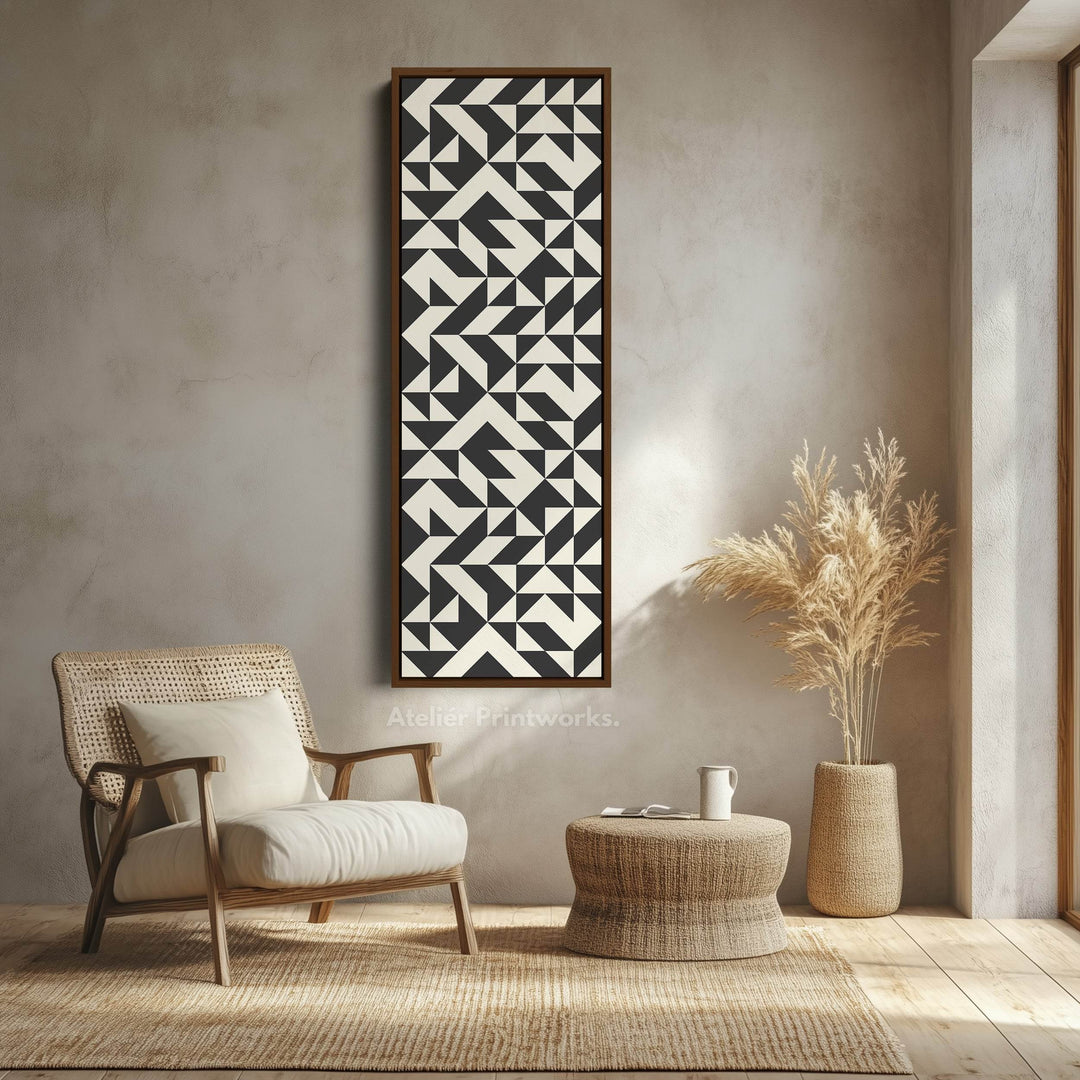 Geometric Arrows Long Narrow Canvas Wall Art for Hallway or Office - Atelier Printworks