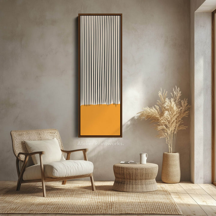 Minimalist Blue Horizon Vertical Framed Canvas Wall Art for Living Room or Office - Atelier Printworks