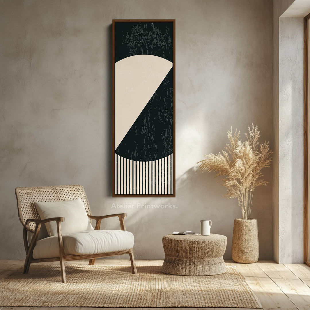 Retro Pop Art Sun Vertical Framed Canvas Wall Art for Bedroom or Living Room - Atelier Printworks