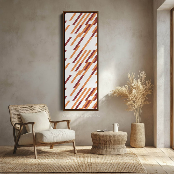 Earth Tone Stripes Vertical Framed Canvas Wall Art for Living Room or Office - Atelier Printworks