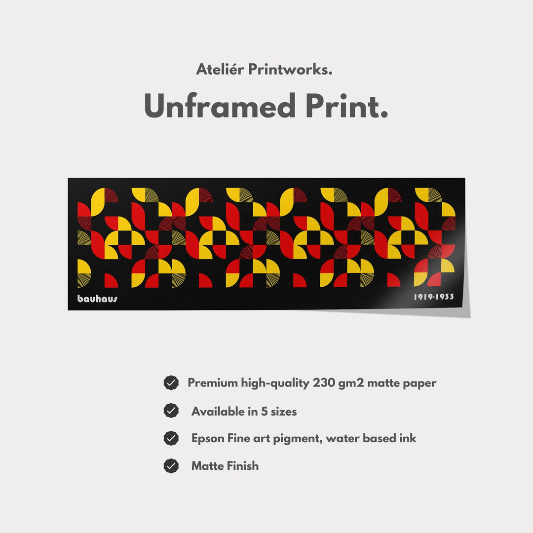 Narrow Above Bed Wall Decor Large Framed Bauhaus Modern - Atelier Printworks