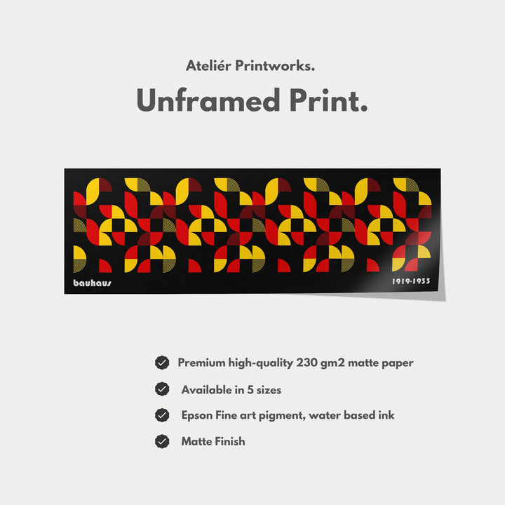 Narrow Above Bed Wall Decor Large Framed Bauhaus Modern - Atelier Printworks