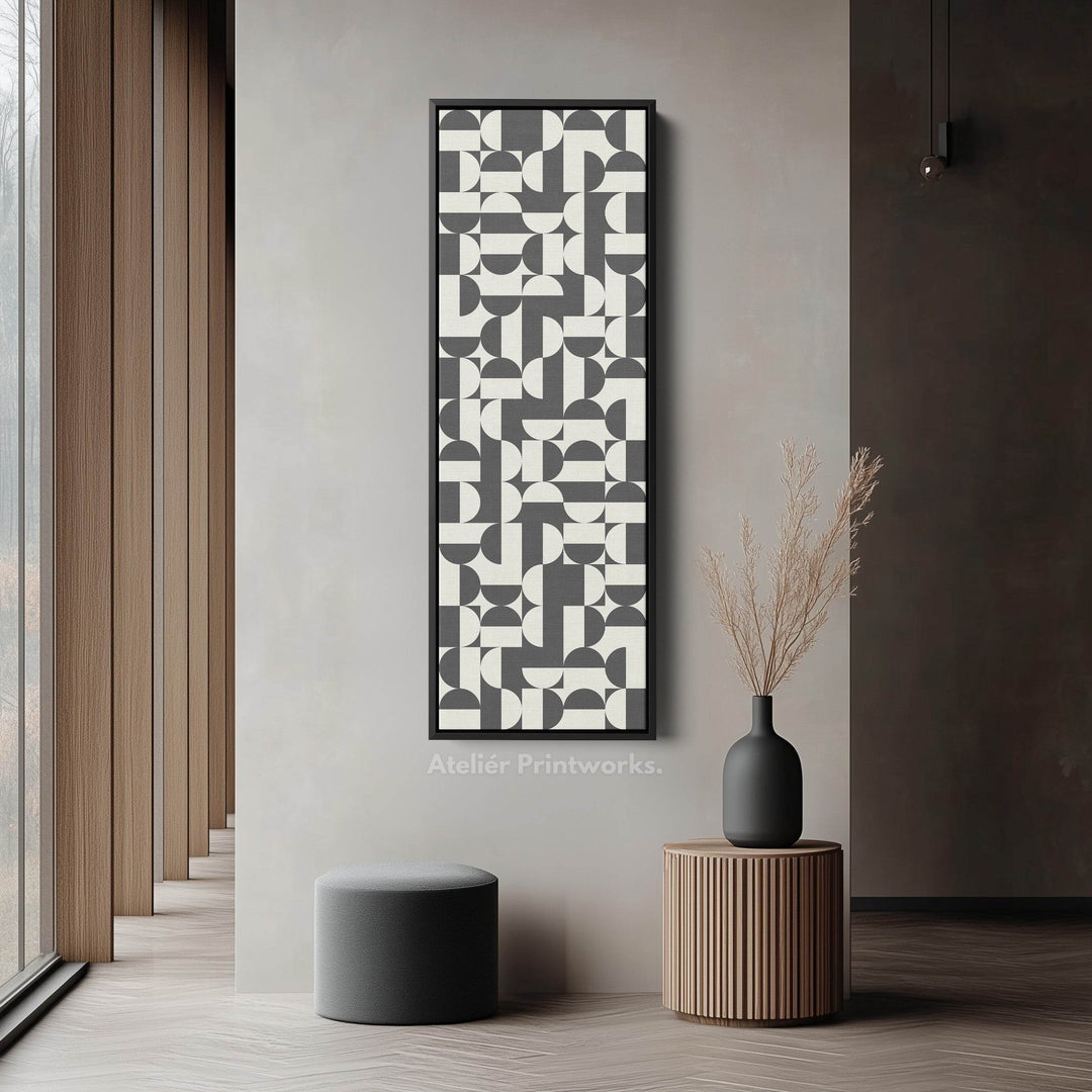 Bauhaus Geometric Pattern Tall Vertical Wall Canvas for Office or Living Room - Atelier Printworks
