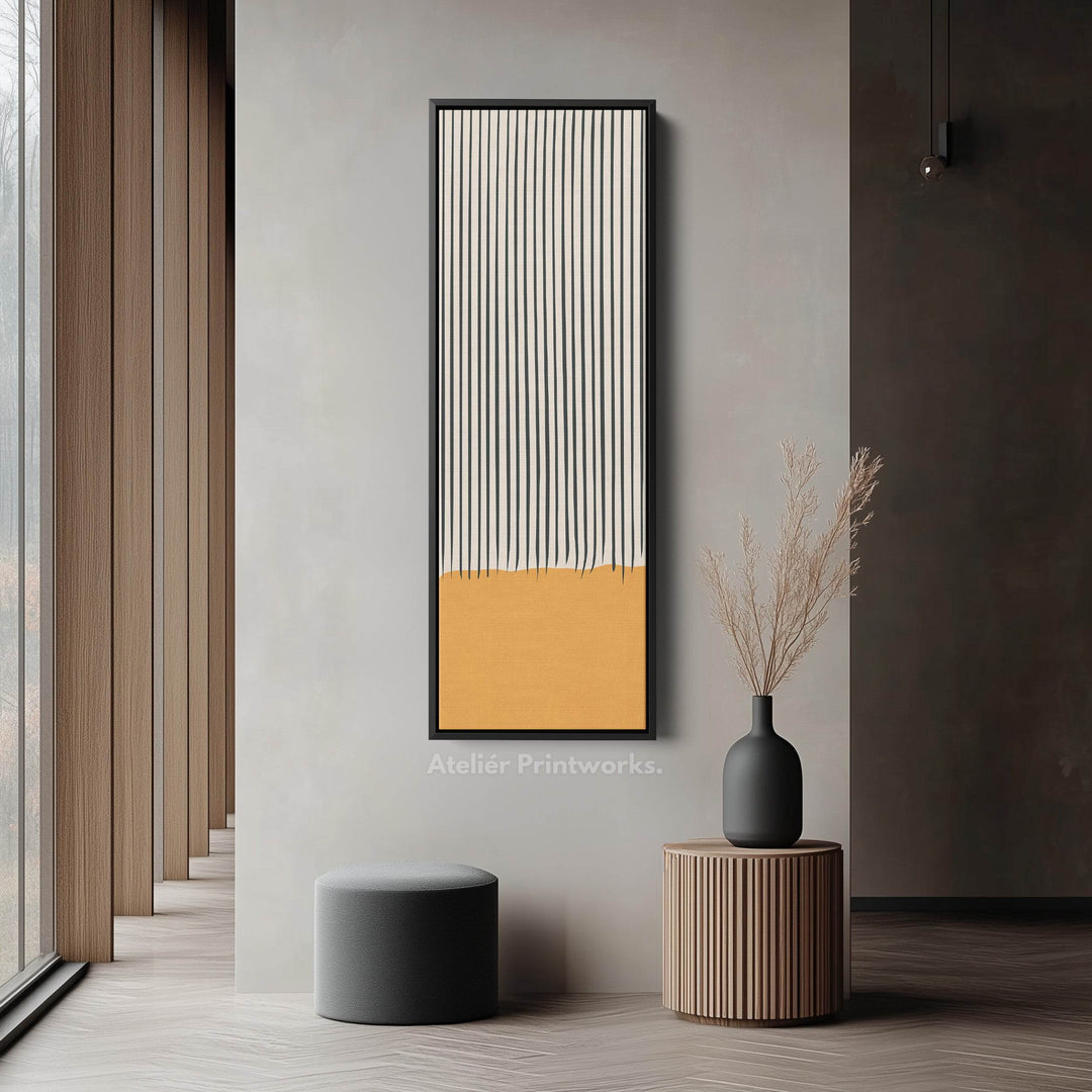 Minimalist Blue Horizon Vertical Framed Canvas Wall Art for Living Room or Office - Atelier Printworks