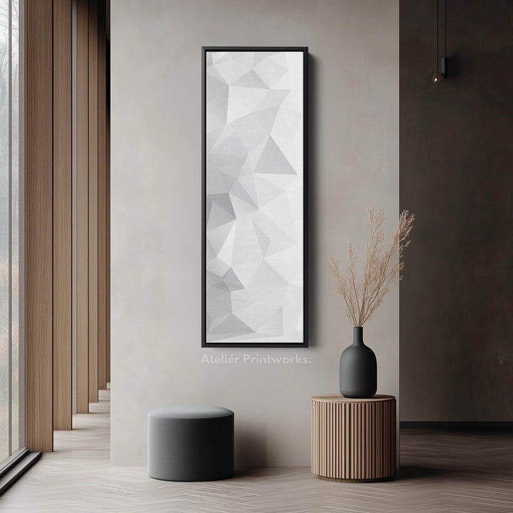 Abstract Black Stripes Vertical Framed Canvas Wall Art for Bedroom or Entryway - Atelier Printworks