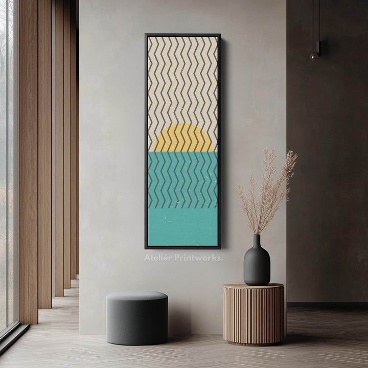 Minimalist Circle Geometry Vertical Framed Canvas Wall Art for Bedroom or Studio - Atelier Printworks