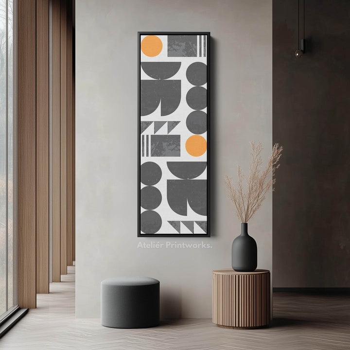 Abstract Half Moon Pattern Vertical Framed Canvas Wall Art for Bedroom or Office - Atelier Printworks