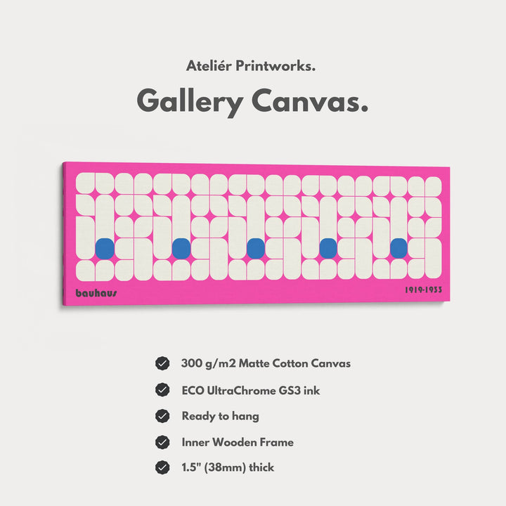 Pink Bauhaus Long Narrow Panoramic Framed Canvas Wall Art - Atelier Printworks