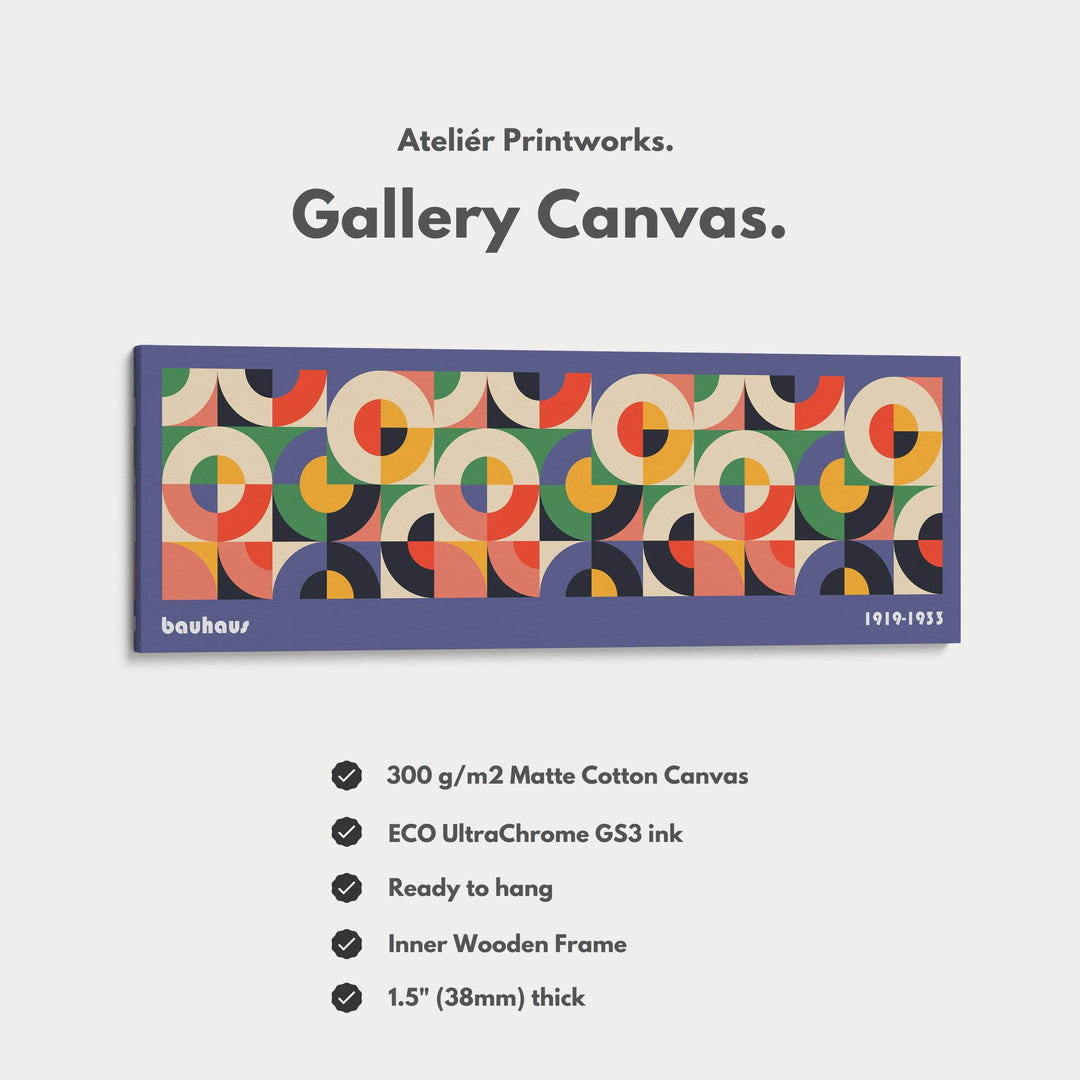 Horizontal Wall Art Violet Blue Bauhaus Large Framed Canvas - Atelier Printworks