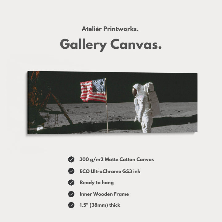 Long Panoramic Space Wall Art Astronaut Moon Walk NASA - Atelier Printworks