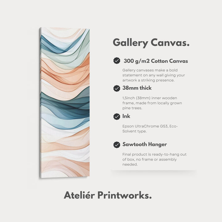 Long Narrow Vertical Wall Art Neutral Wave - Atelier Printworks