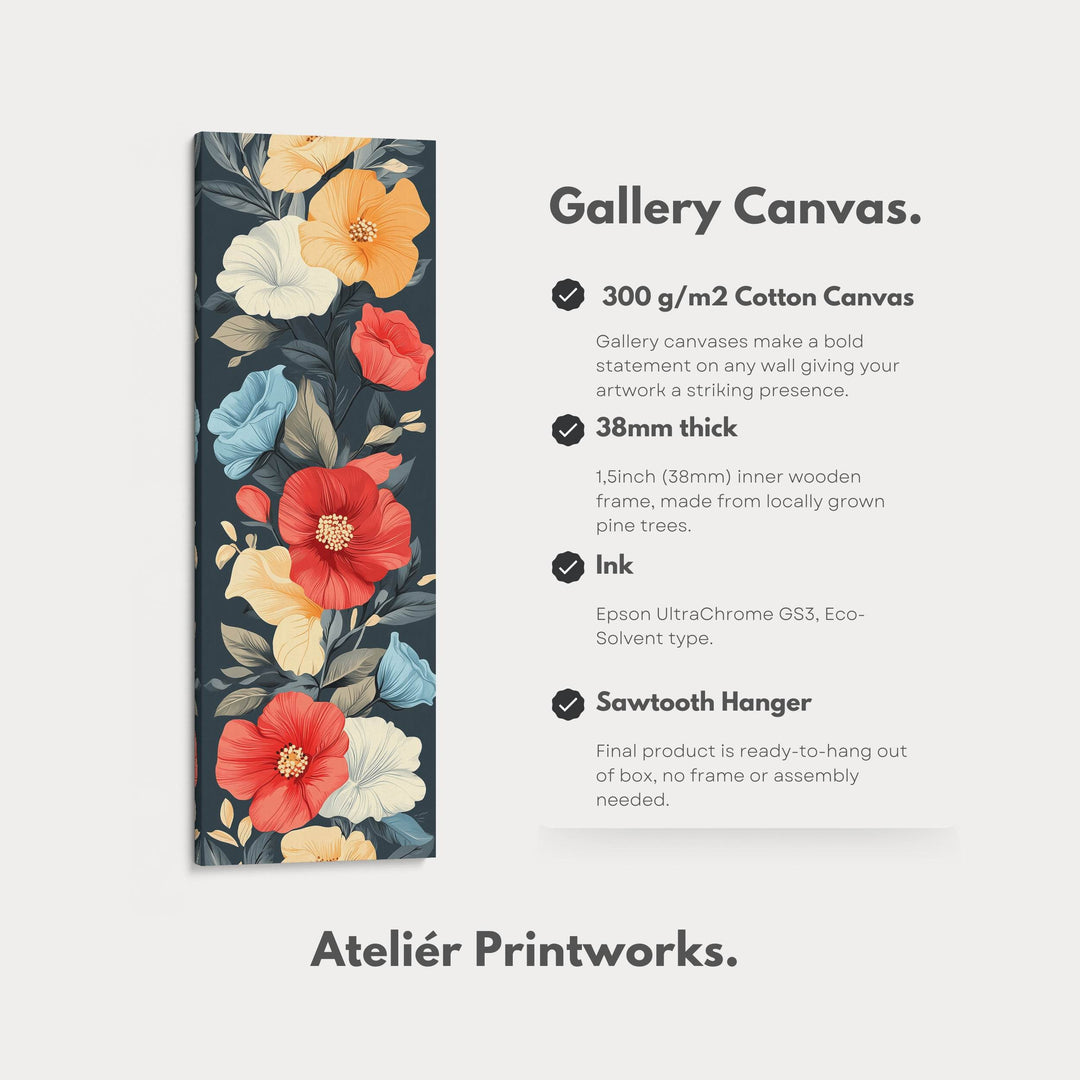 Red & Yellow Floral Long Vertical Wall Decor - Atelier Printworks