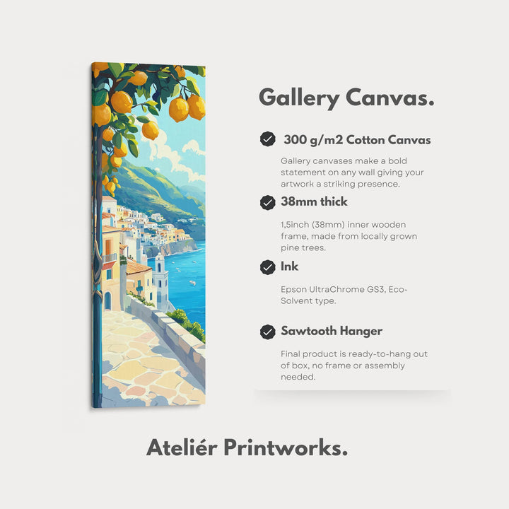 Amalfi Coast Tall Narrow Vertical Wall Art - Atelier Printworks