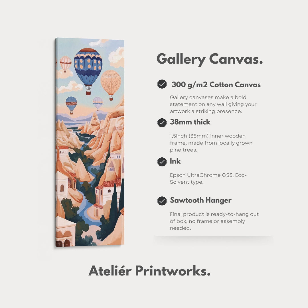 Cappadocia Balloons Vertical Framed Canvas Wall Decor - Atelier Printworks