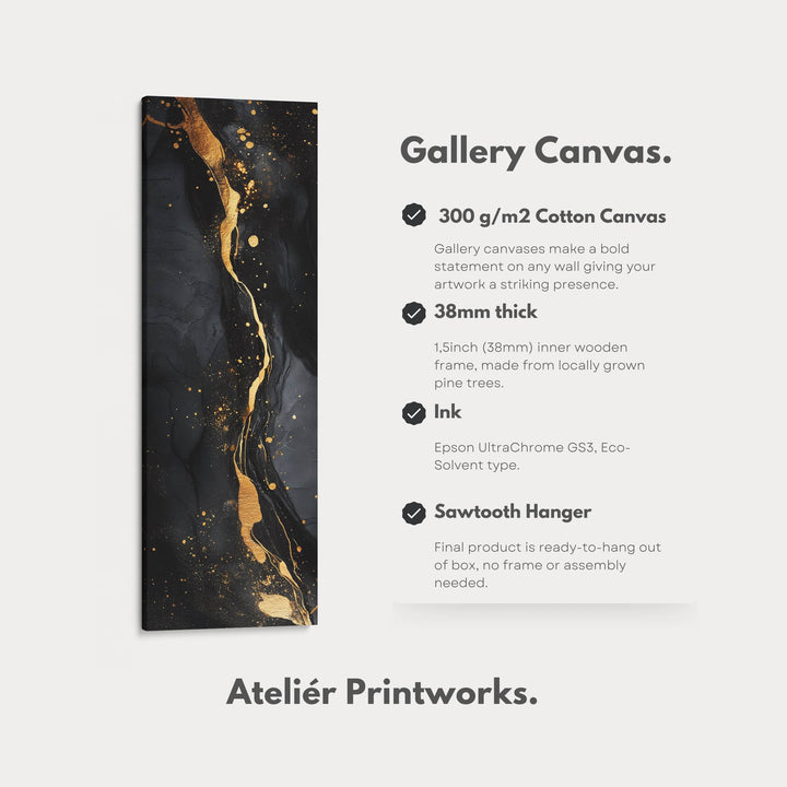Vertical Bedroom Wall Art Gold & Black Abstract - Atelier Printworks