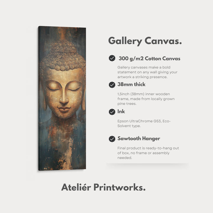 Golden Buddah Vertical Long Framed Canvas Wall Art - Atelier Printworks
