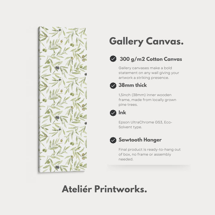 Minimalist Olive Leaves Long Vertical Framed Wall Decor - Atelier Printworks