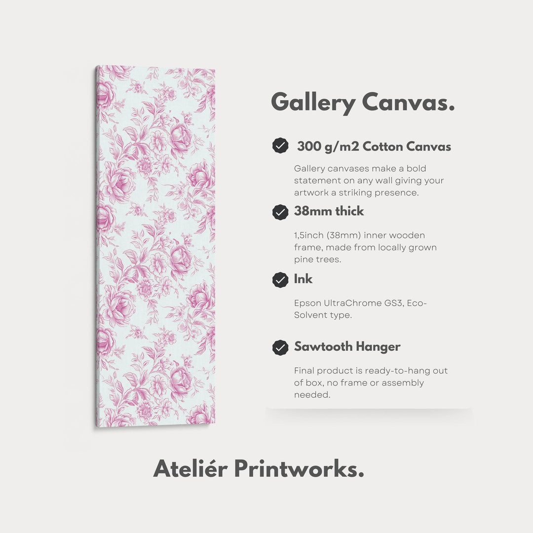 Vertical Floral Long Wall Art Pink Peonies - Atelier Printworks