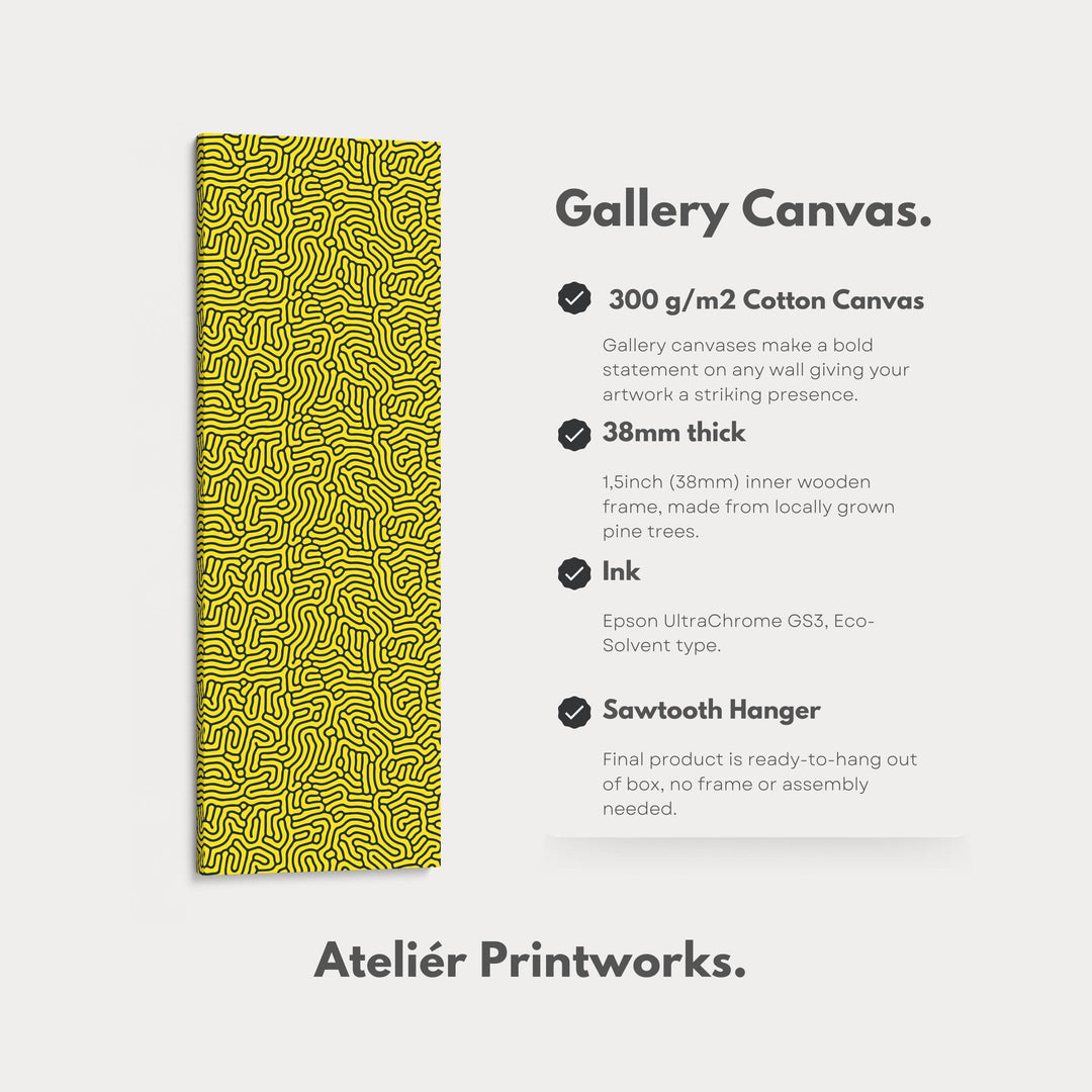 Yellow & Black Organic Pattern Long Vertical Wall Art - Atelier Printworks