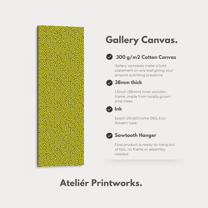 Yellow & Black Organic Pattern Long Vertical Wall Art - Atelier Printworks