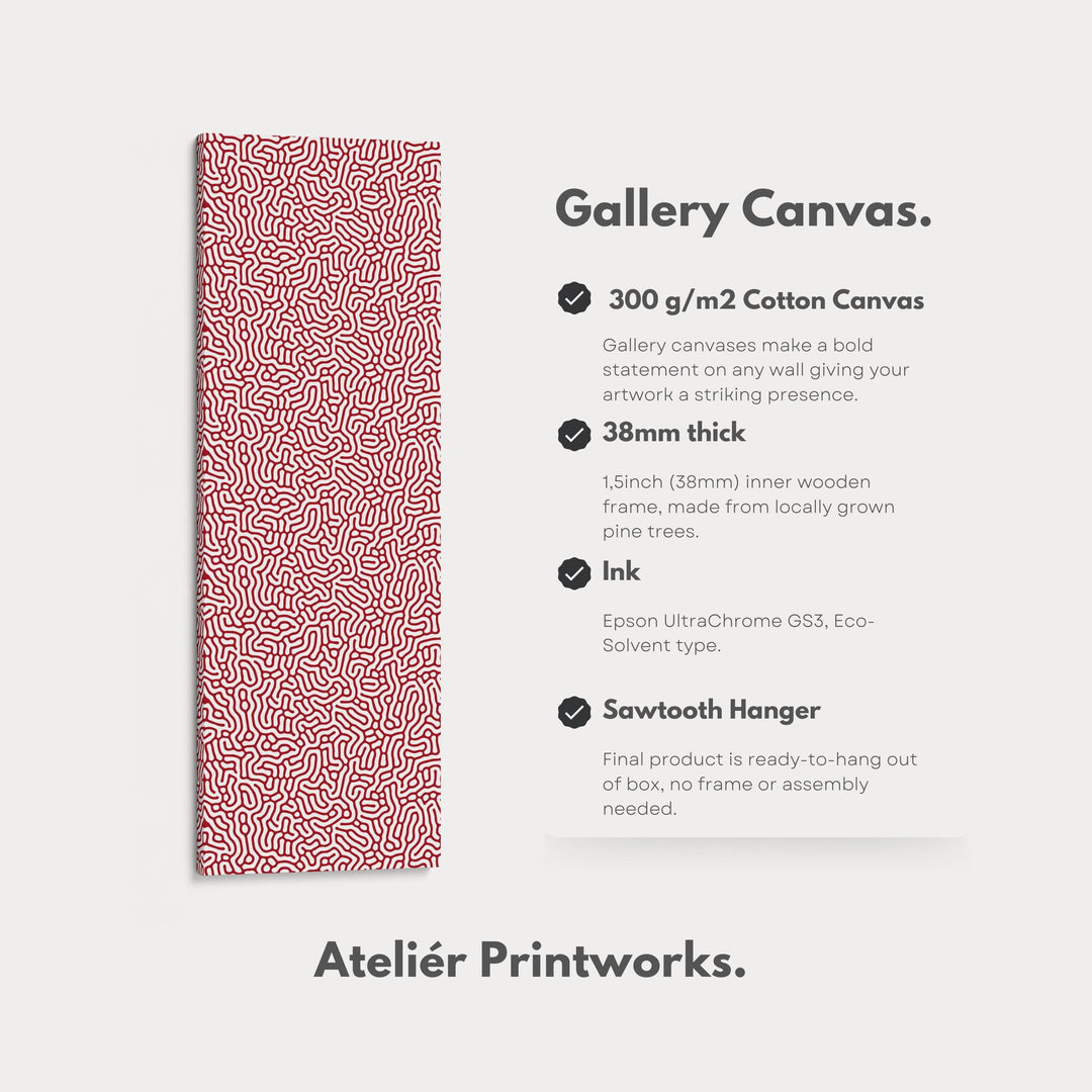 Vertical Long Wall Art Red & White Pattern - Atelier Printworks