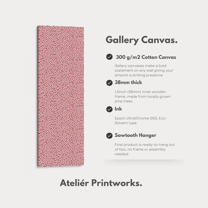 Vertical Long Wall Art Red & White Pattern - Atelier Printworks