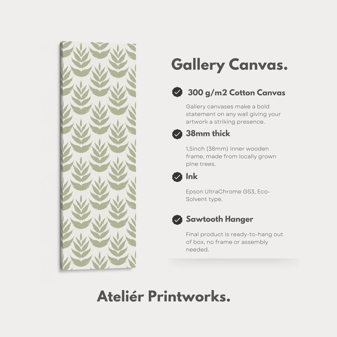 Long Tall Narrow Wall Art Boho Green Leaves - Atelier Printworks