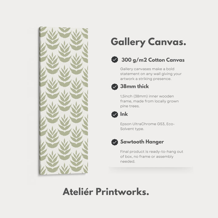 Long Tall Narrow Wall Art Boho Green Leaves - Atelier Printworks
