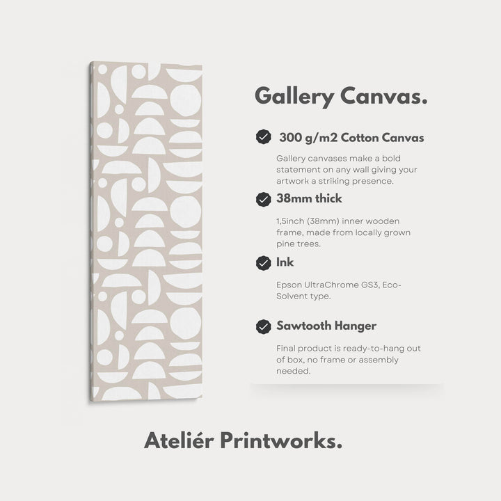 Vertical Tall Narrow Wall Art Beige & White - Atelier Printworks