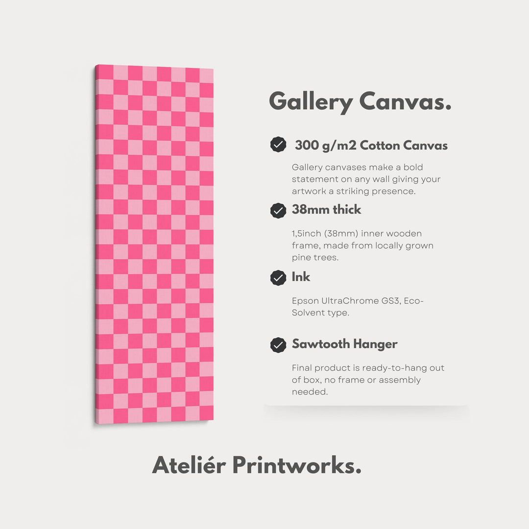 Pink Checkered Gingham Vertical Slim Wall Art - Atelier Printworks