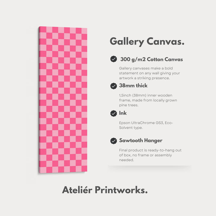 Pink Checkered Gingham Vertical Slim Wall Art - Atelier Printworks