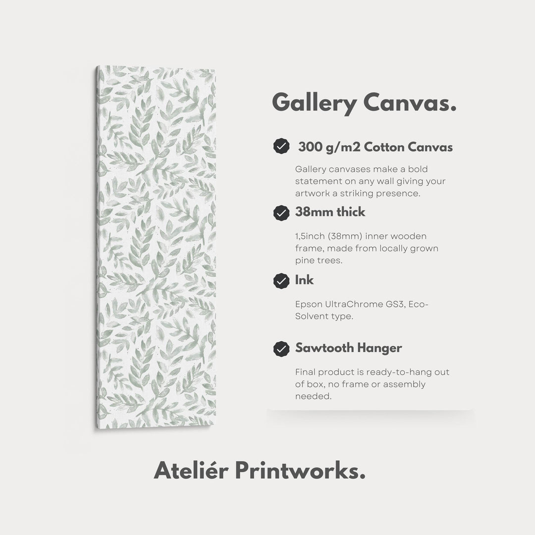 Sage Green Botanical Tall Narrow Vertical Framed Wall Decor - Atelier Printworks