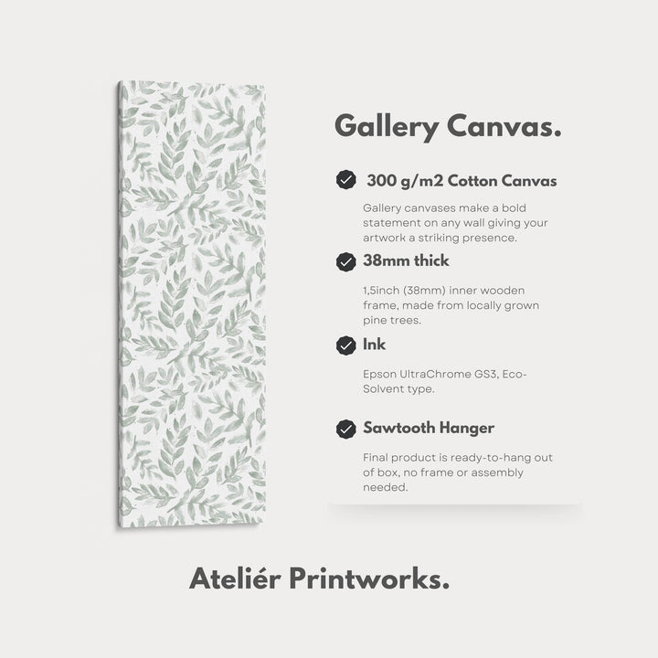 Sage Green Botanical Tall Narrow Vertical Framed Wall Decor - Atelier Printworks