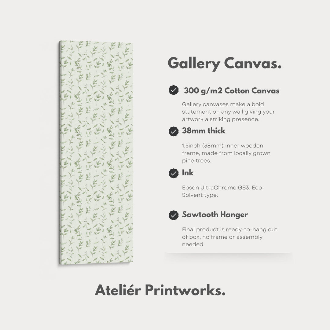 Vertical Wall Decor Green Floral Framed Canvas - Atelier Printworks
